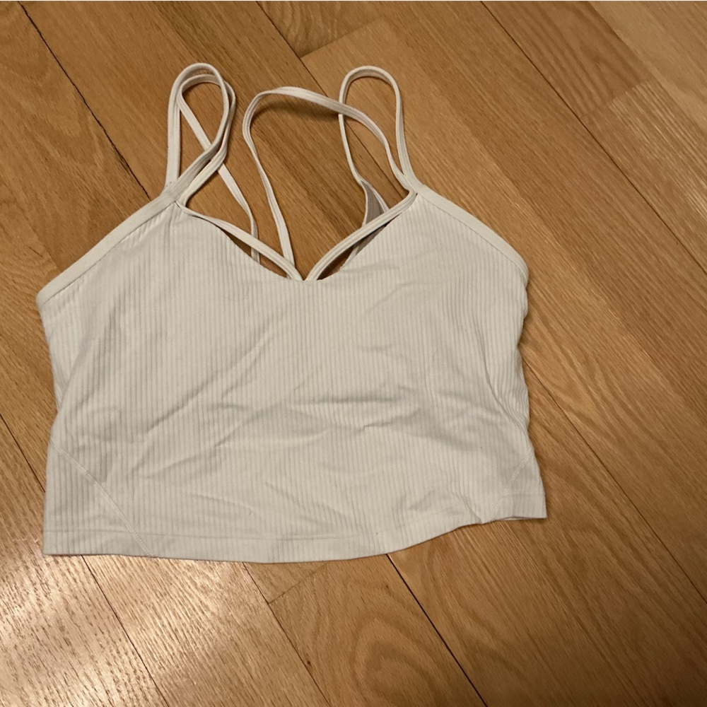 White Ribbed Crop Top/cami with Straps
